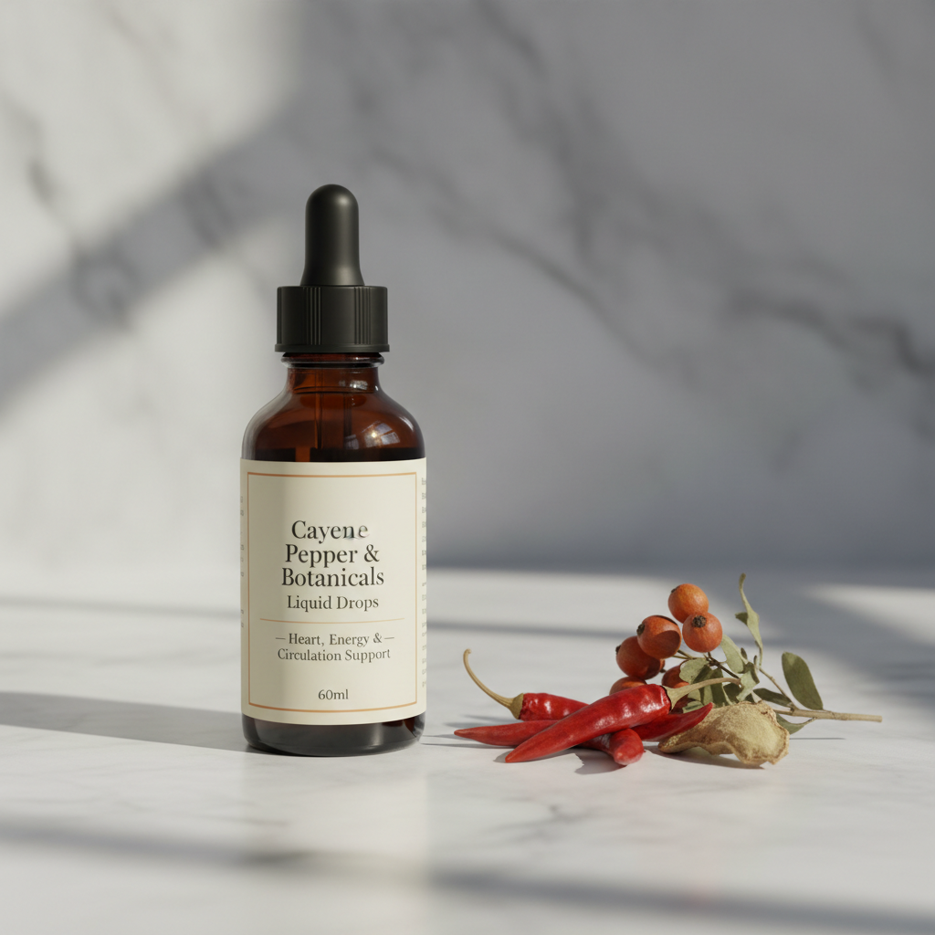 Cayenne Pepper & Botanicals Liquid Drops — Heart, Energy & Circulation Support | 60ml